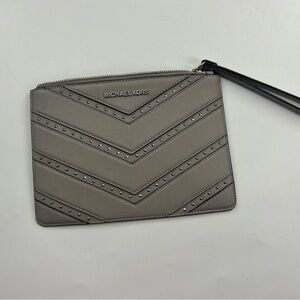Michael Kors Gray Chevron Studded Wristlet